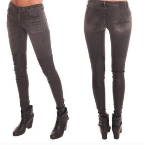 R13 Women's Black Knee Chaps Shredded Jeans NWOT